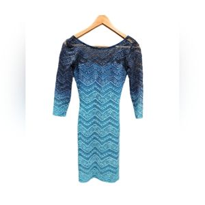 Casual and Elegant Dress, XS, Dark to Light blue